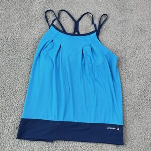 Merrell Tank Top Womens‎ Large Blue Opti-Wick Built In Bra Athletic Hiking Yoga